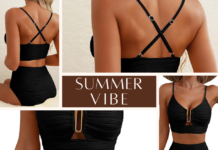 Swimsuit High Waisted Textured 2026 Summer turquoise white photo collage summer vibe facebook post